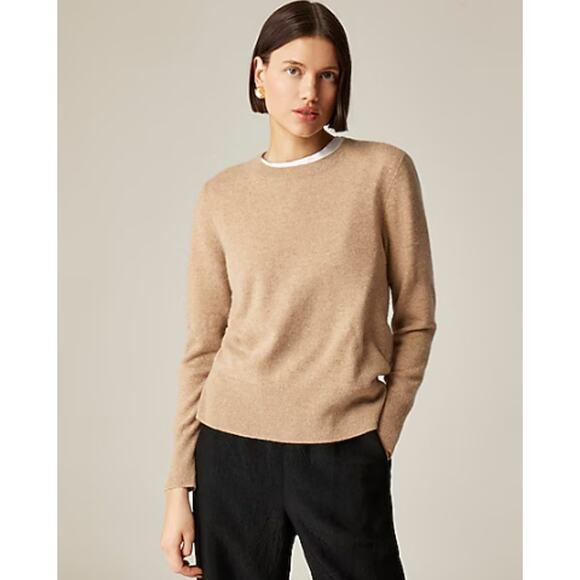 J.Crew Cashmere Classic Fit Crewneck Sweater Heather Camel BA400 Size XL New - Picture 5 of 14